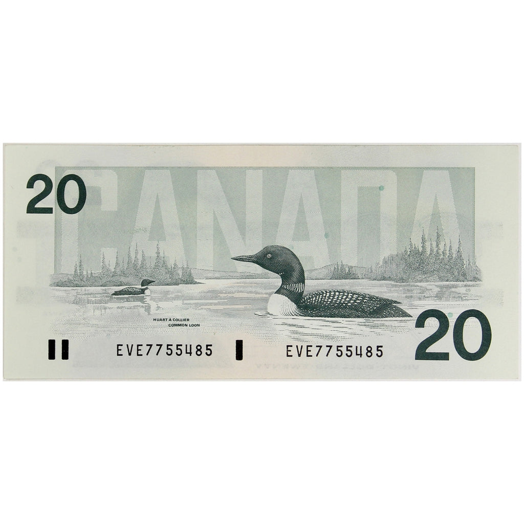 BC-58b 1991 Canada $20 Bonin-Thiessen, EVE, Almost Uncirculated (AU50)