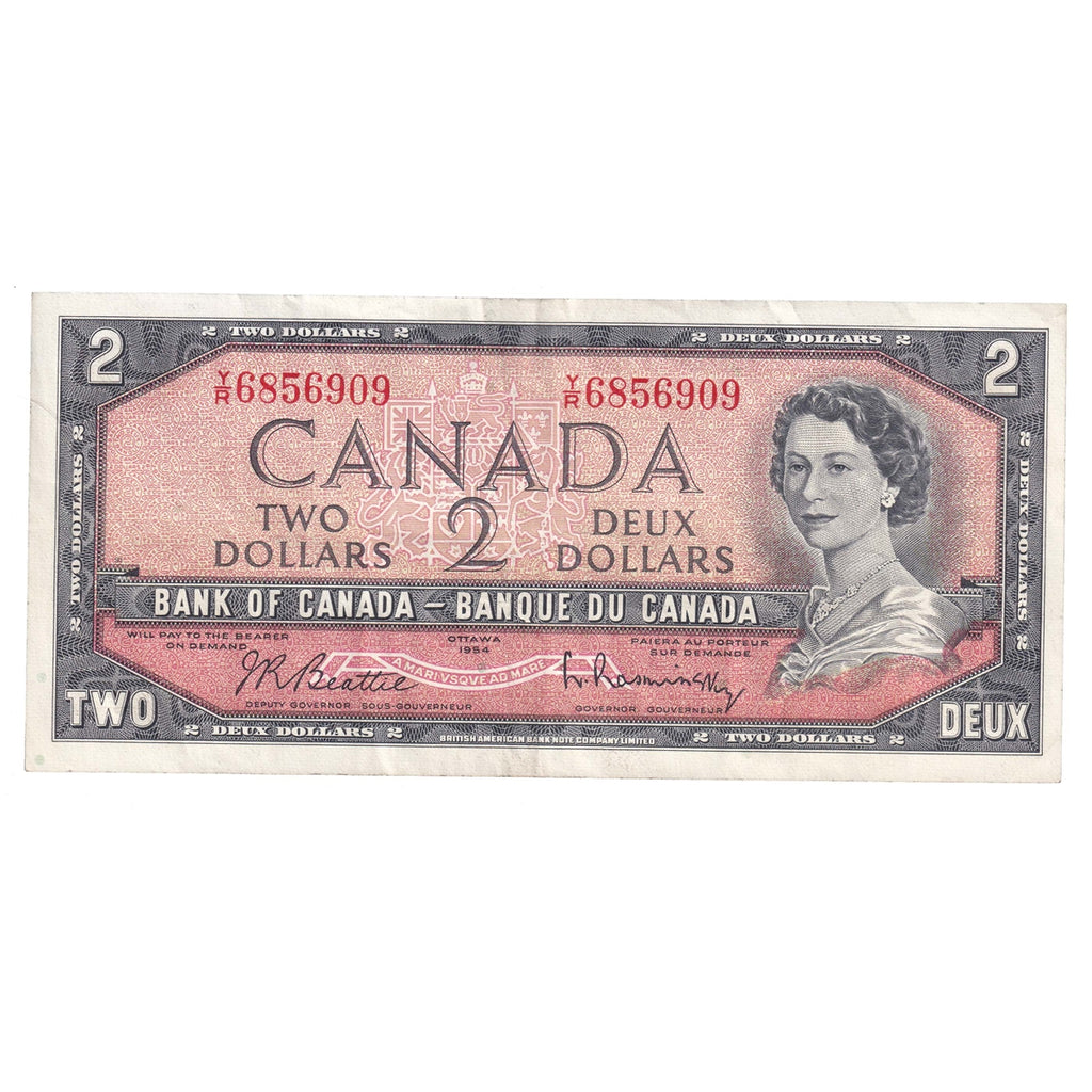 BC-38b 1954 Canada $2 Beattie-Rasminsky, Y/R, VF-EF (VF30)