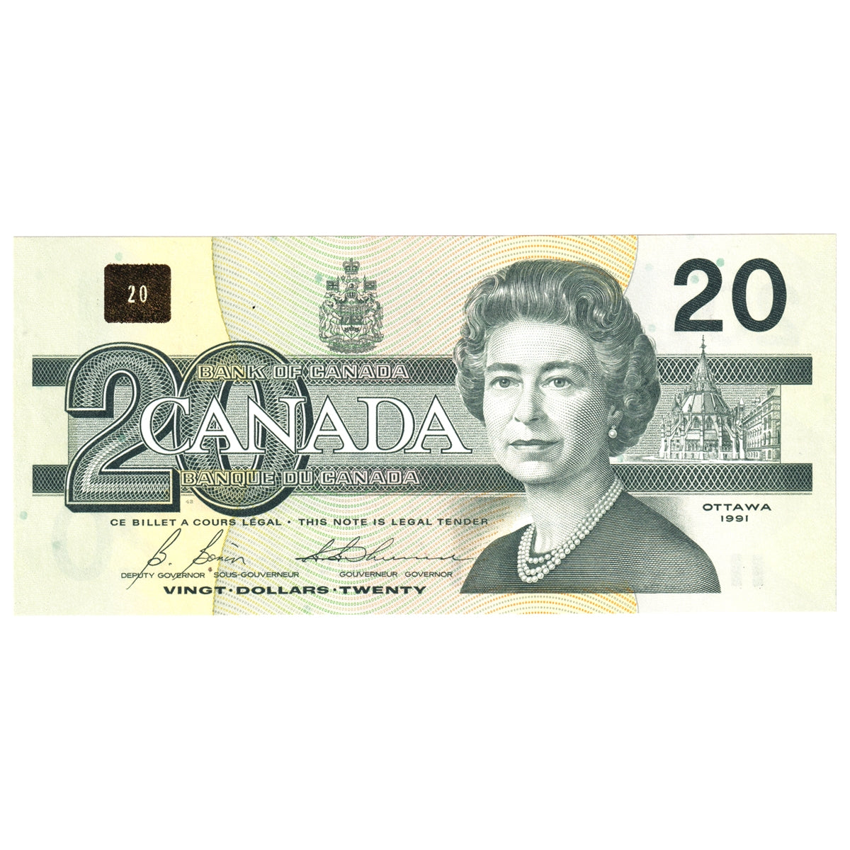 BC-58b 1991 Canada $20 Bonin-Thiessen, ESZ, Choice Uncirculated (CUNC63)