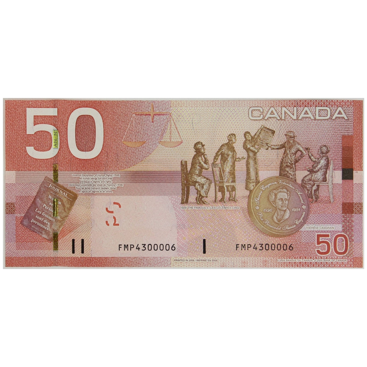 BC-65b 2008 Canada $50 Jenkins-Carney, FMP, Uncirculated (MS60)