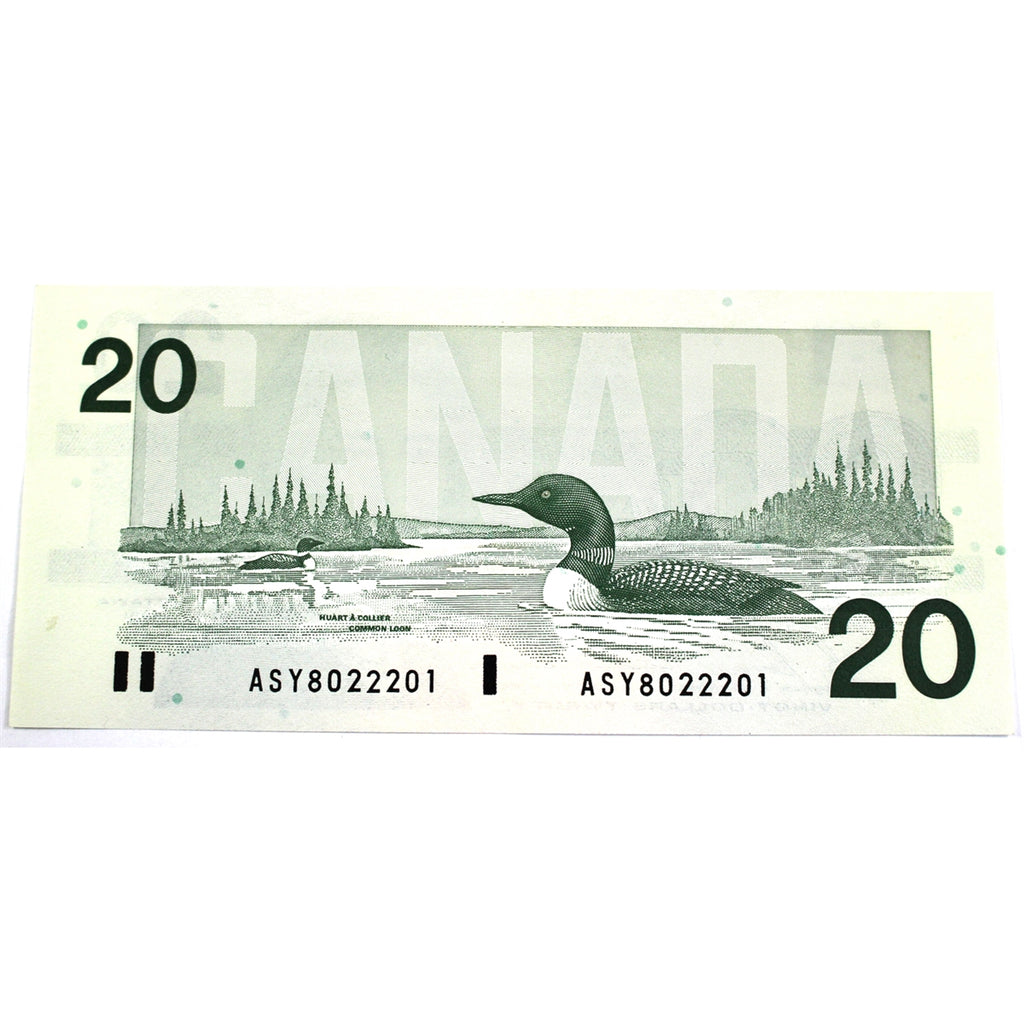 BC-58b-i 1991 Canada $20 Bonin-Thiessen, ASY, AU-UNC (AU55)