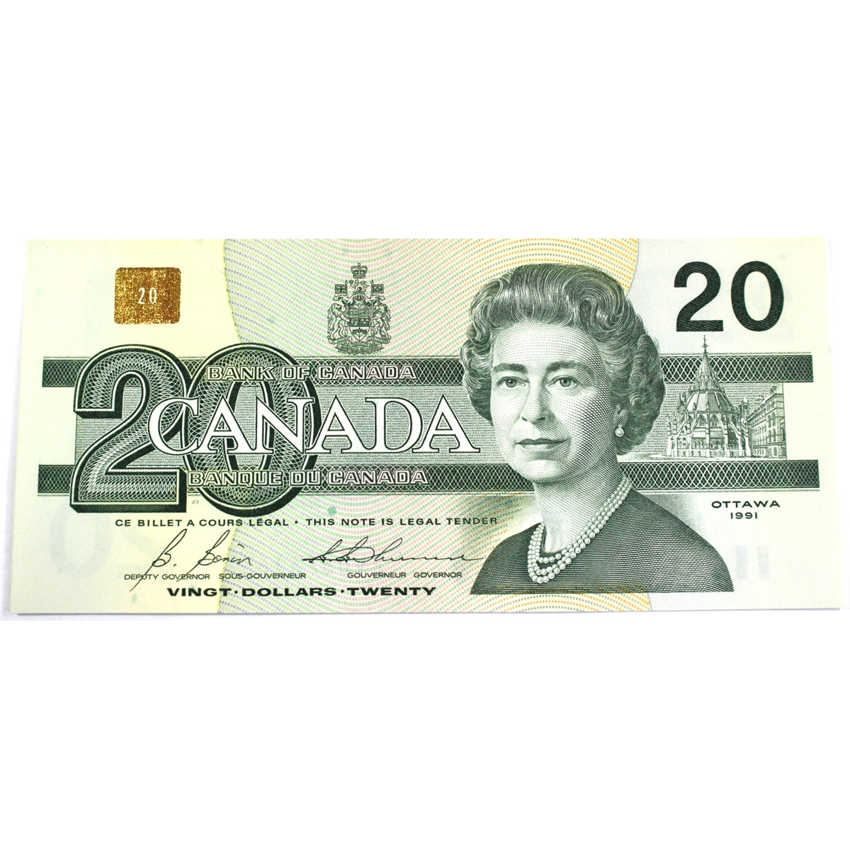 BC-58b-ii 1991 Canada $20 Bonin-Thiessen, EVD no BPN, Choice Uncirculated (CUNC63)