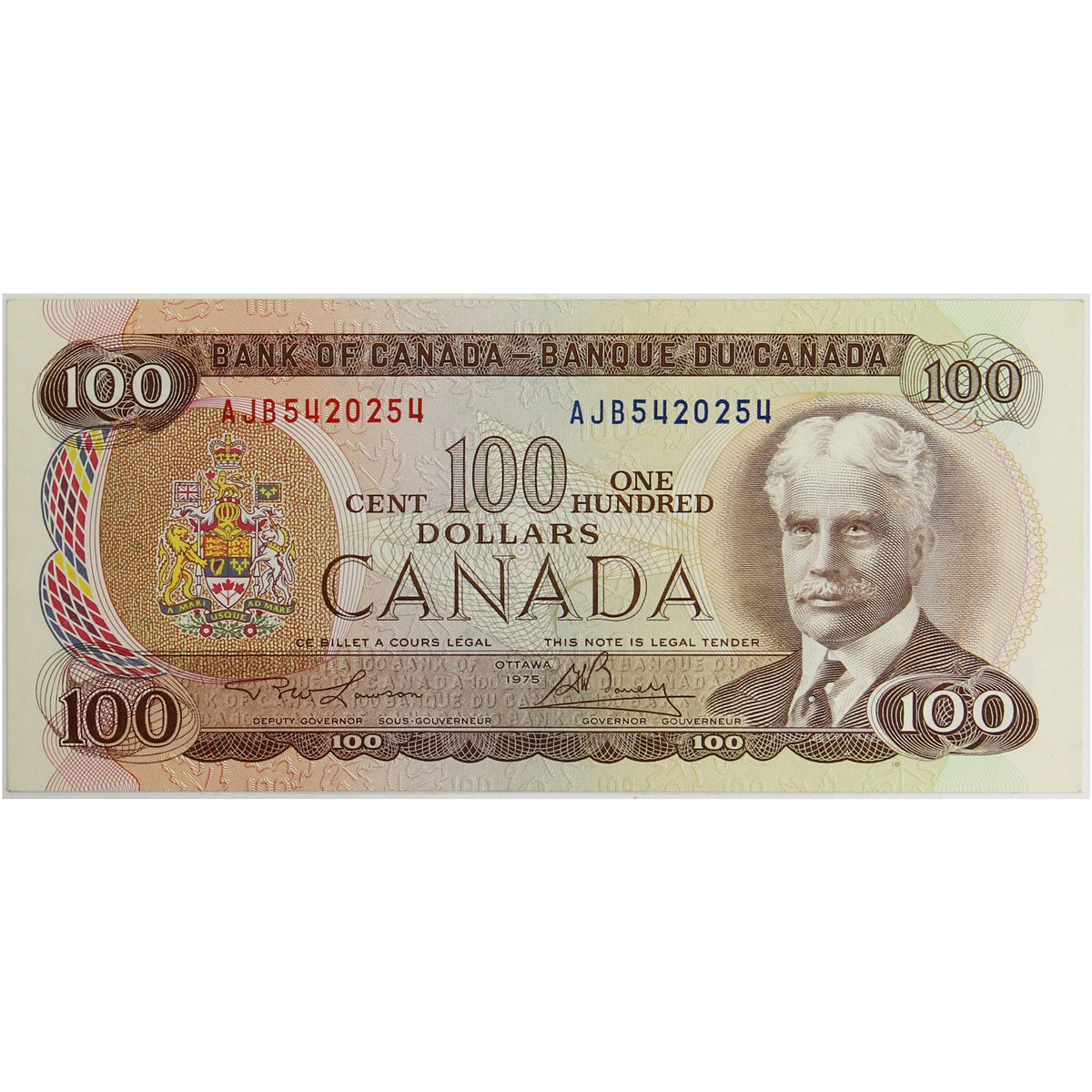 BC-52a-i 1975 Canada $100 Lawson-Bouey, AJB, Extra Fine (EF40)