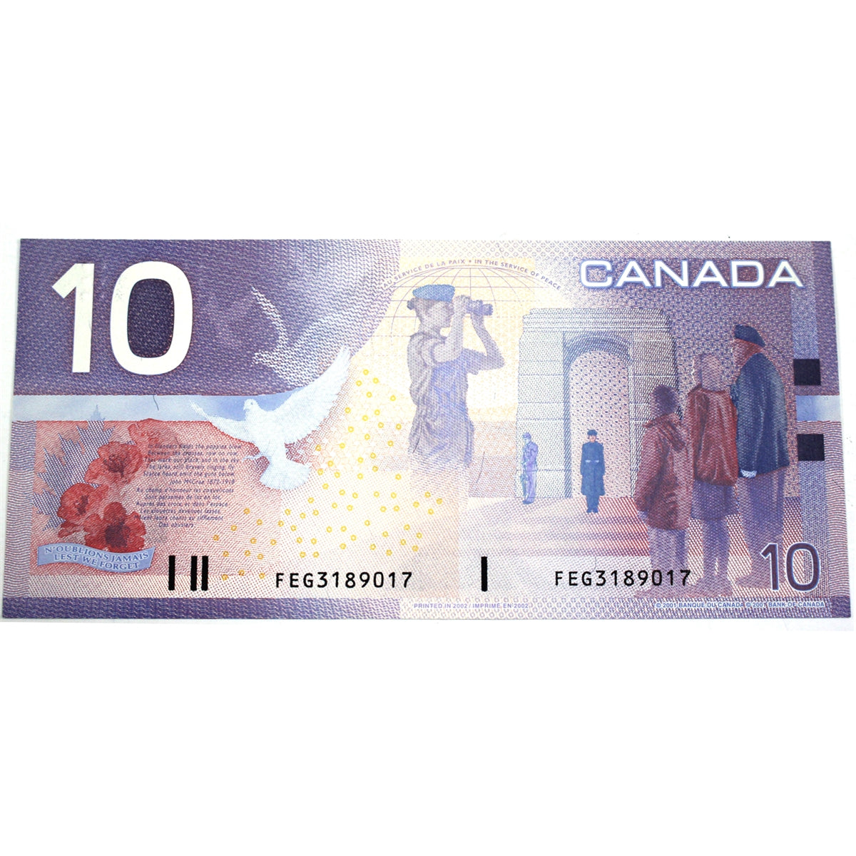 BC-63b 2002 Canada $10 Knight-Dodge, FEG, Almost Uncirculated (AU50)