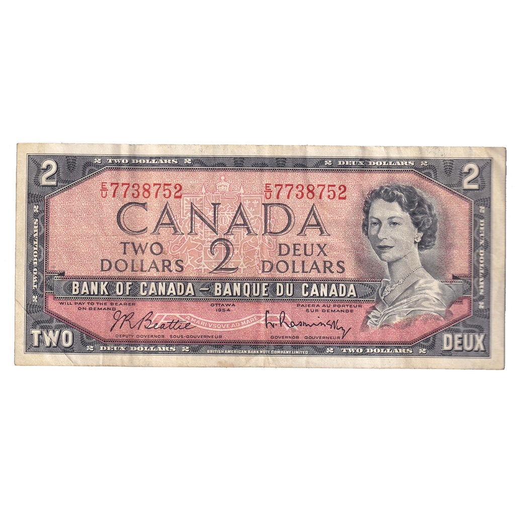 BC-38b 1954 Canada $2 Beattie-Rasminsky, E/U, CIRC