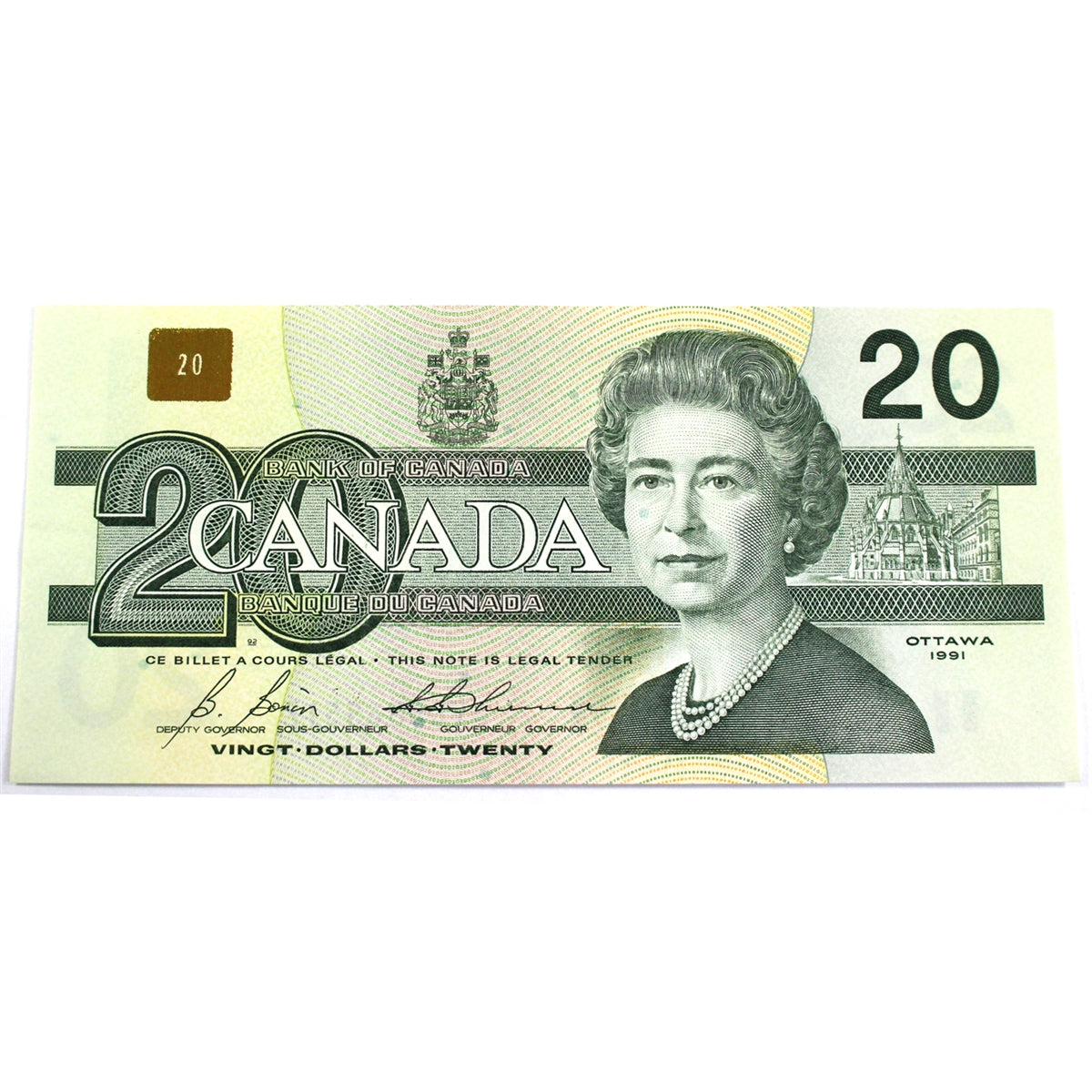 BC-58b-i 1991 Canada $20 Bonin-Thiessen, AVG, Almost Uncirculated (AU50)