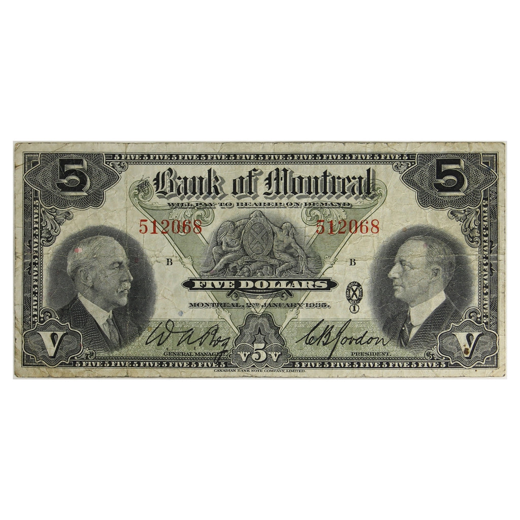 505-60-02 1935 Bank of Montreal $5 Bog-Gordon, F