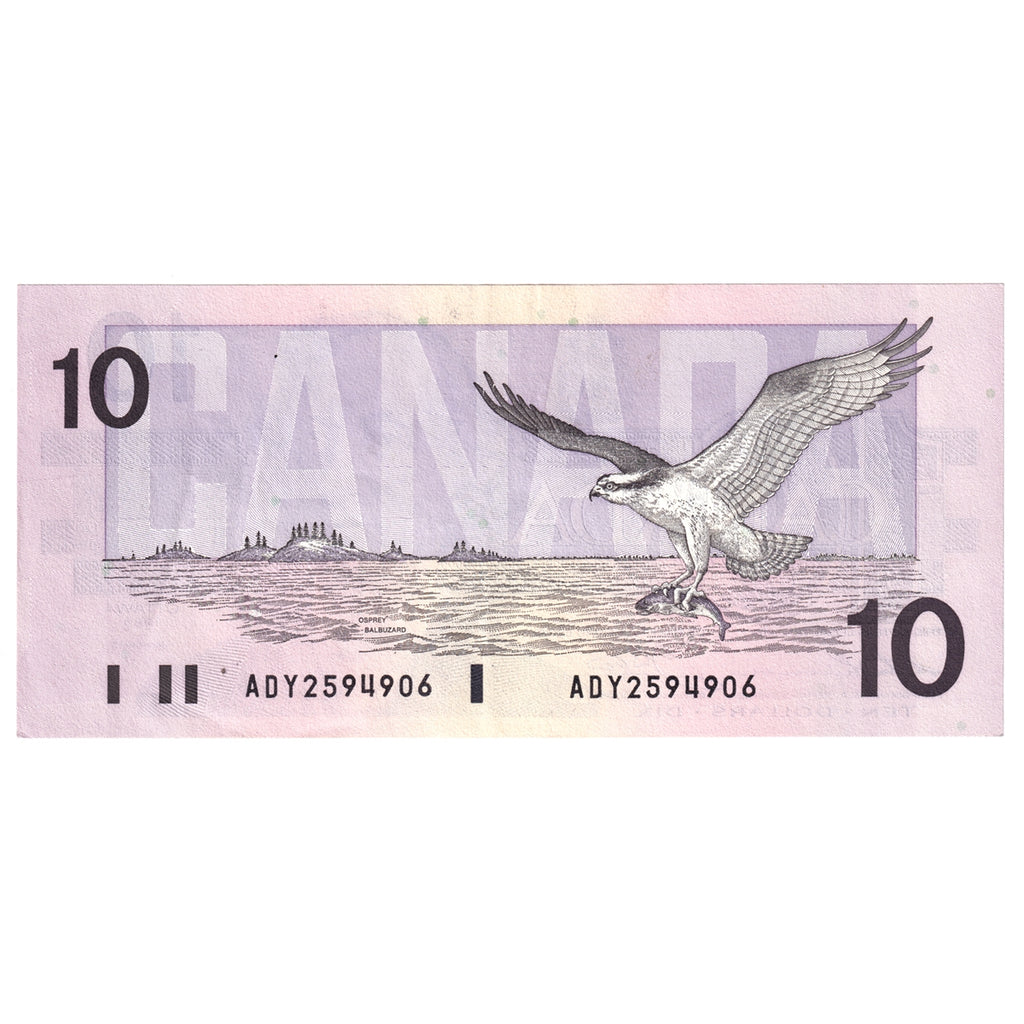 BC-57a 1989 Canada $10 Thiessen-Crow, ADY, Almost Uncirculated (AU50)