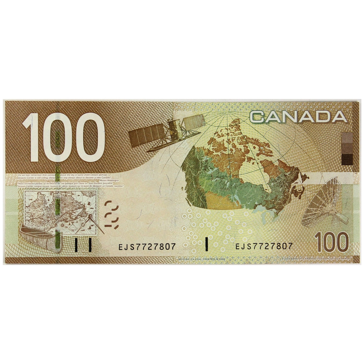 BC-66a-i 2006 Canada $100 Jenkins-Dodge, EJS, Choice Uncirculated (CUNC63)