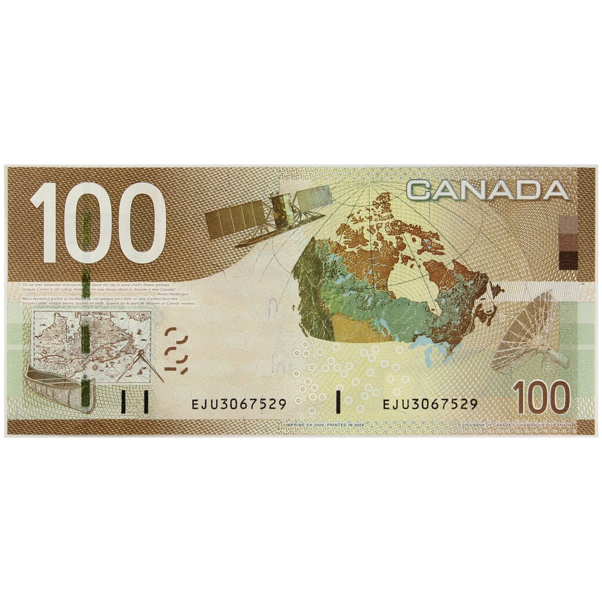 BC-66b 2009 Canada $100 Jenkins-Carney, EJU, Choice Uncirculated (CUNC63)