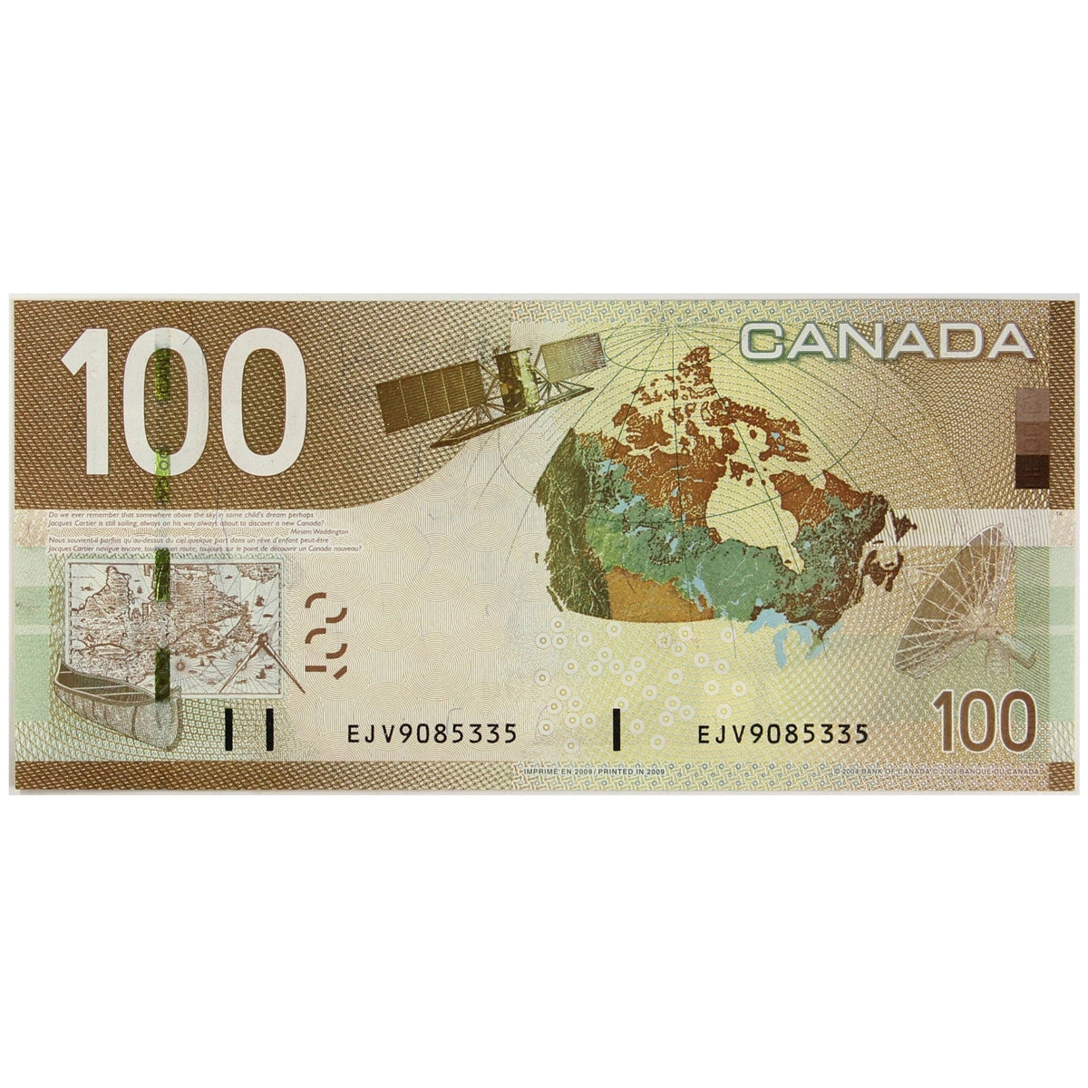 BC-66b 2009 Canada $100 Jenkins-Carney, EJV, Uncirculated (MS60)