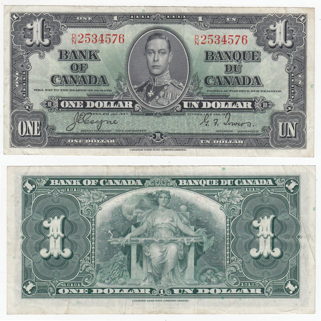 BC-21d 1937 Canada $1 Coyne-Towers, D/N, VF