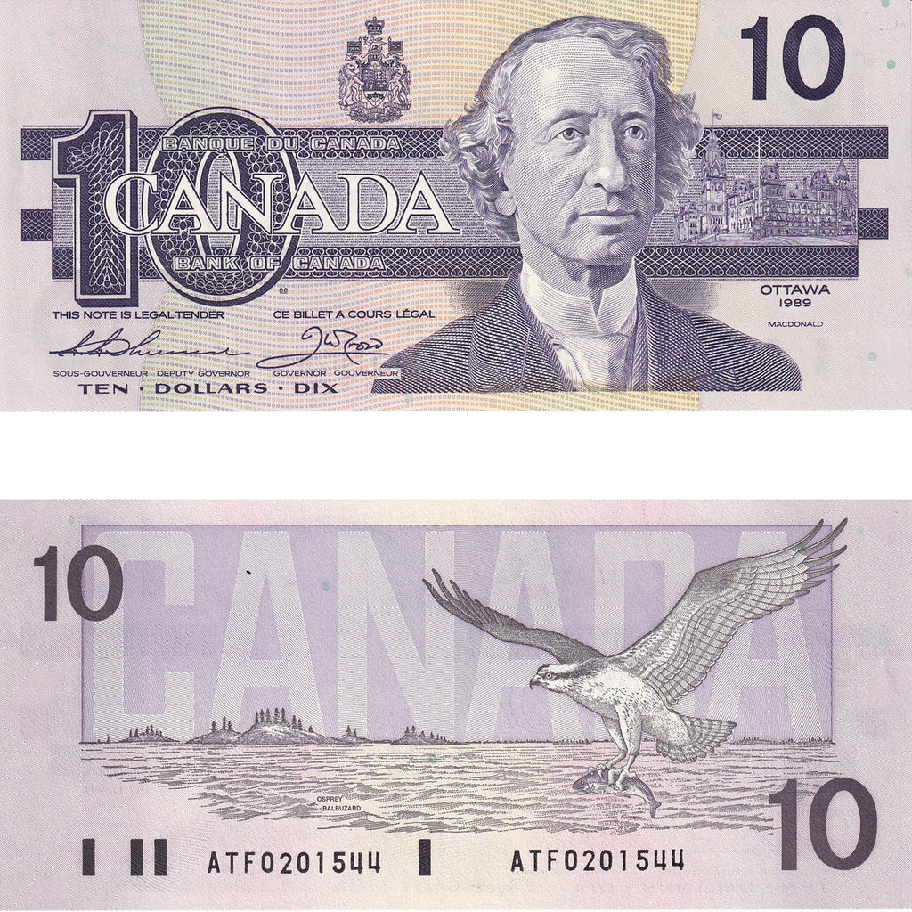 BC-57a 1989 Canada $10 Thiessen-Crow, ATF, Choice Uncirculated (CUNC63)