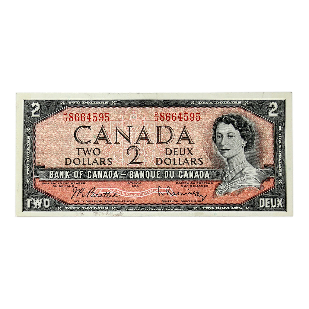 BC-38b 1954 Canada $2 Beattie-Rasminsky, P/U, VF-EF (VF30)