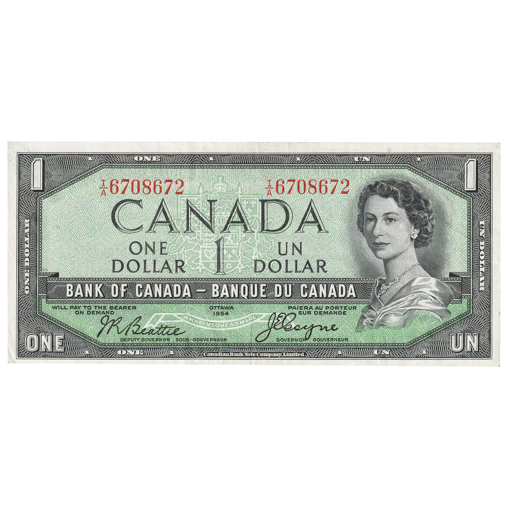 BC-29b 1954 Canada $1 Beattie-Coyne, Devil's Face, I/A, Extra Fine (EF40)