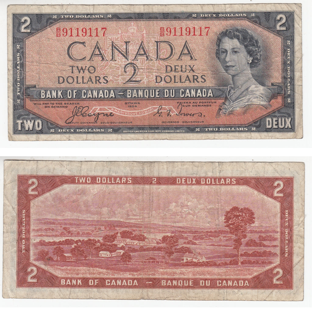 BC-30a 1954 Canada $2 Coyne-Towers, Devil's Face, B/B, Fine (F12)