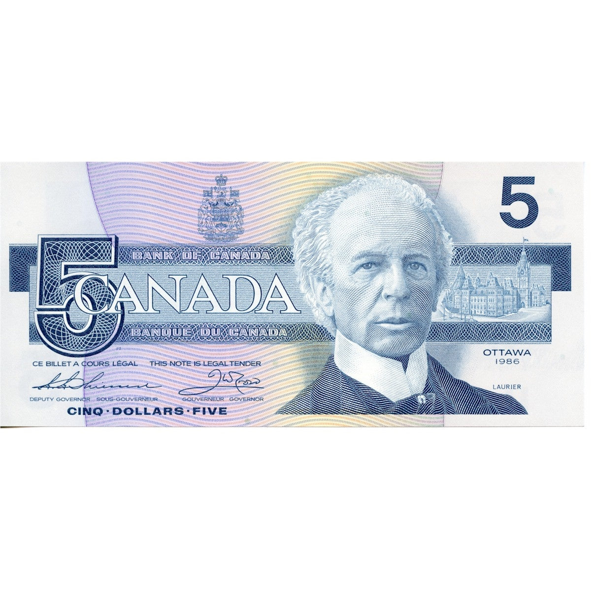 BC-56b 1986 Canada $5 Thiessen-Crow, FOG, UNC