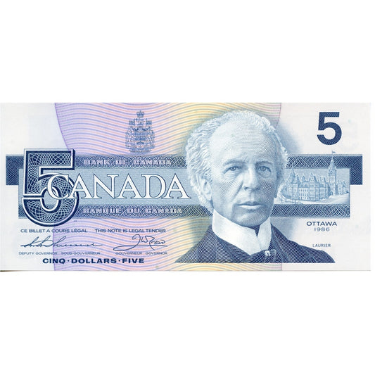 BC-56b 1986 Canada $5 Thiessen-Crow, FOG, UNC