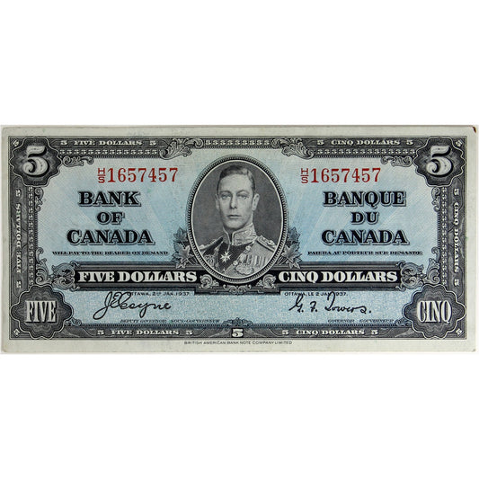 BC-23c 1937 Canada $5 Coyne-Towers, H/S, AU