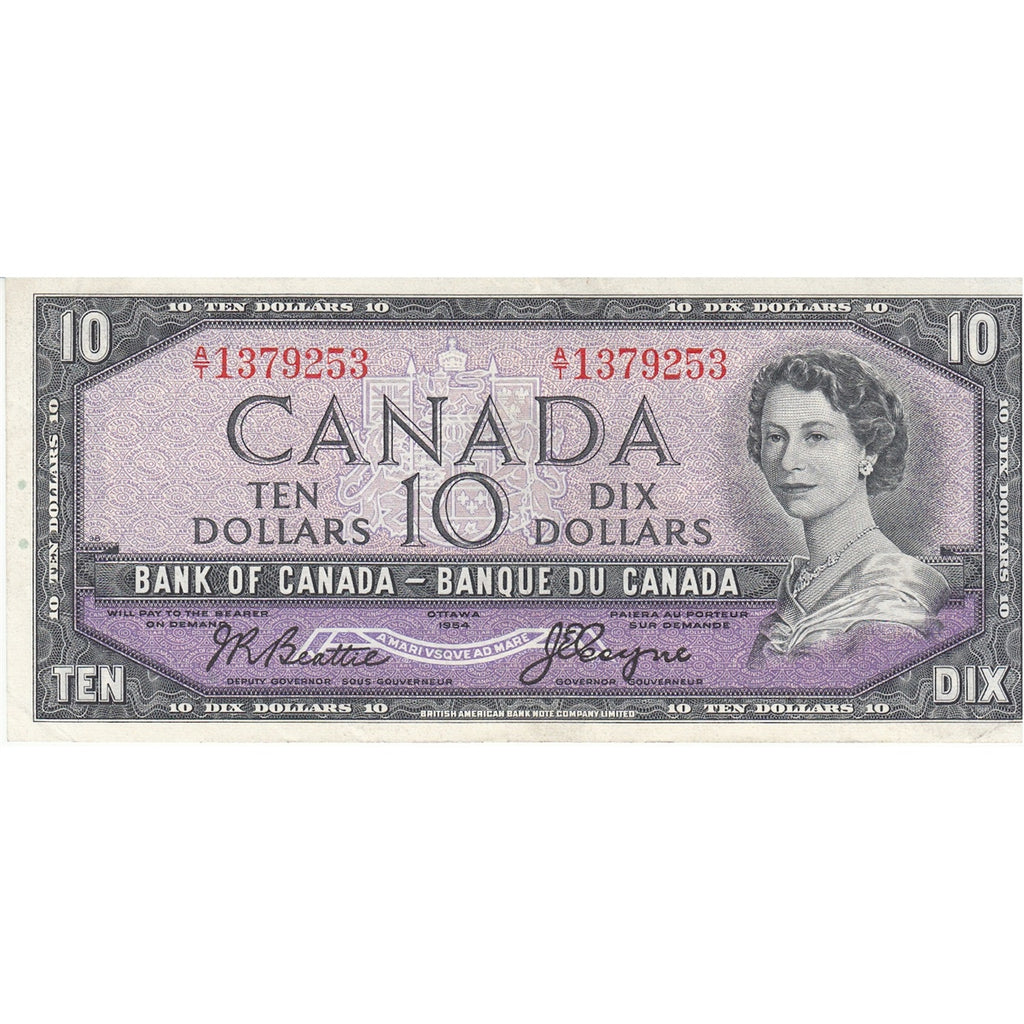 BC-40a 1954 Canada $10 Beattie-Coyne, A/T, Extra Fine (EF40)