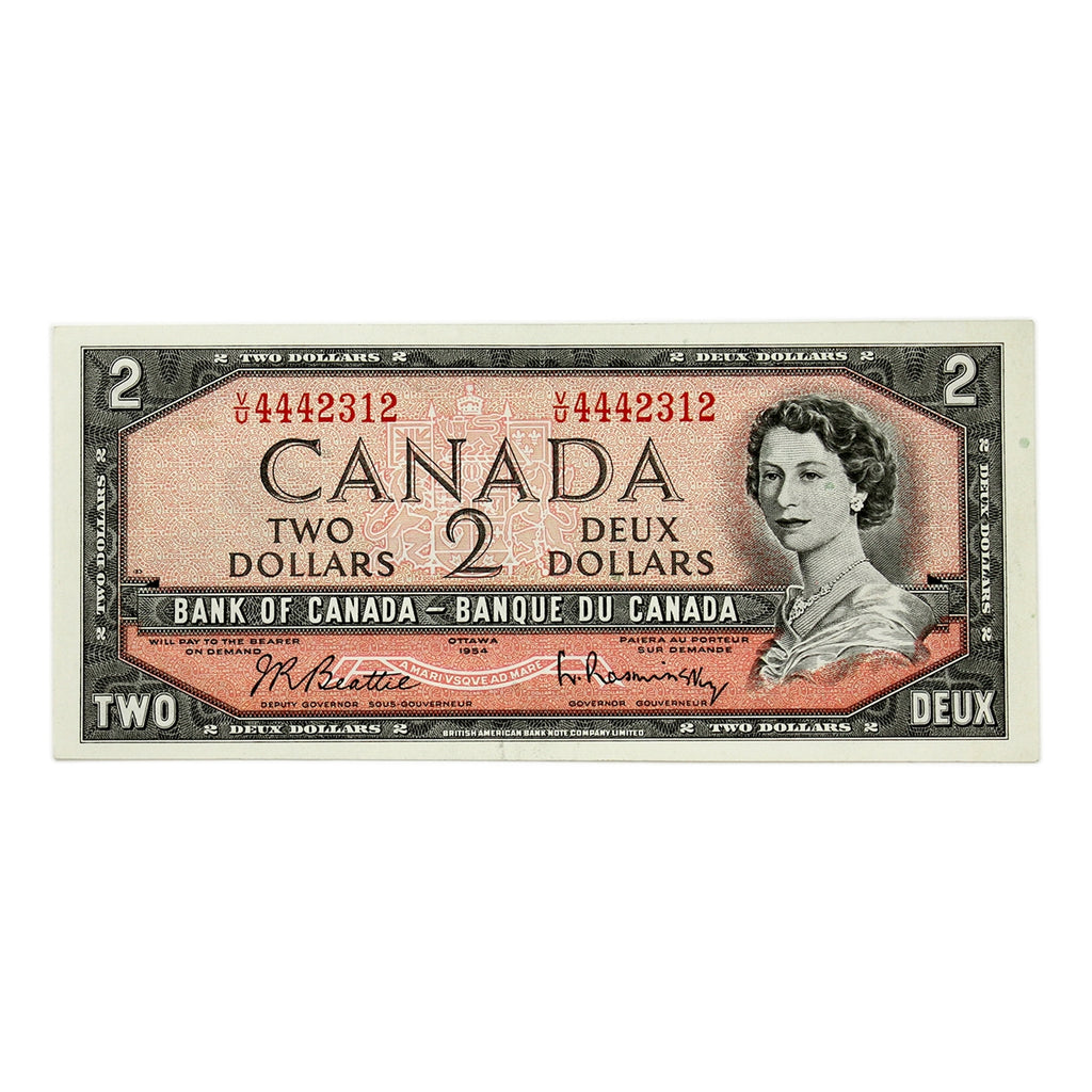 BC-38b 1954 Canada $2 Beattie-Rasminsky, V/U, VF-EF (VF30)