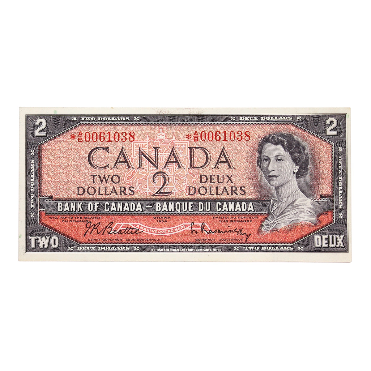 BC-38bA 1954 Canada $2 Beattie-Rasminsky, *A/B, EF-AU (EF45)