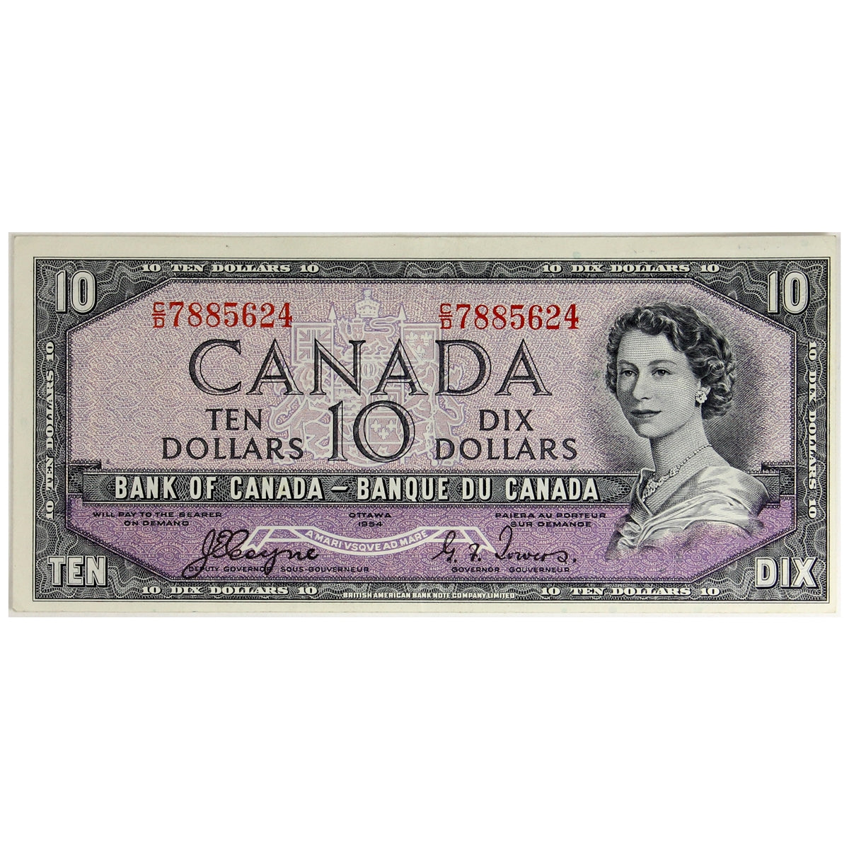 BC-32a 1954 Canada $10 Coyne-Towers, Devil's Face, C/D, VF-EF