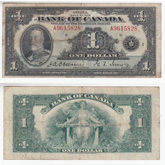 BC-1 1935 Canada $1 Osborne-Towers, English, Series A, VG-F