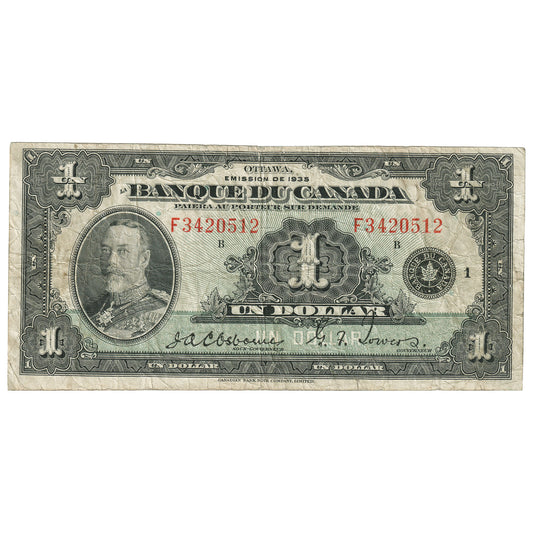 BC-2 1935 Canada $1 Osborne-Towers, French, VG-F