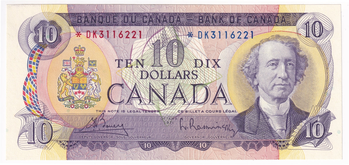 BC-49bA 1971 Canada $10 Bouey-Rasminsky, *DK, Extra Fine (EF40)