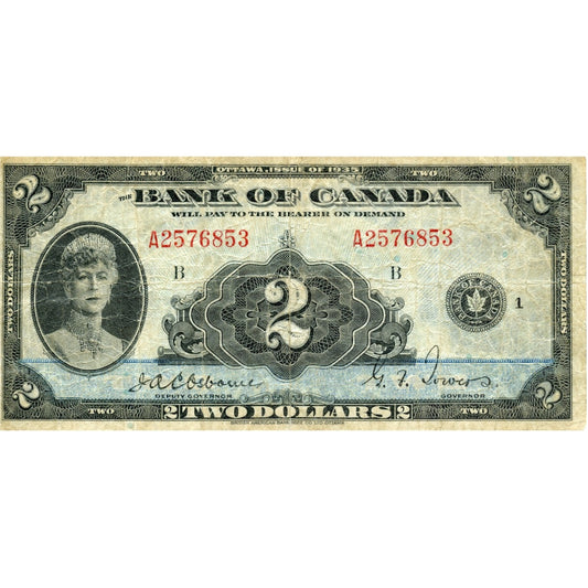 BC-3 1935 Canada $2 Osborne-Towers, English, F