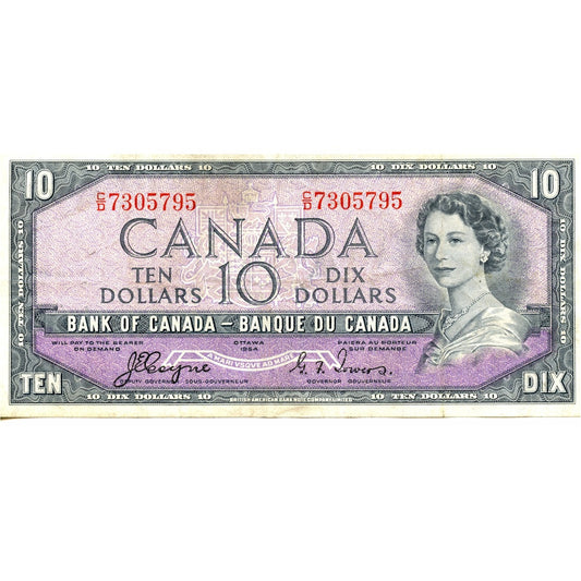 BC-32a 1954 Canada $10 Coyne-Towers, Devil's Face, C/D, VF