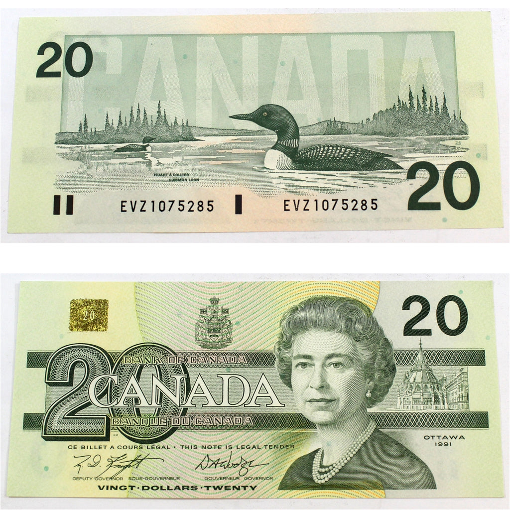 BC-58d 1991 Canada $20 Knight-Dodge, EVZ, Choice Uncirculated (CUNC63)