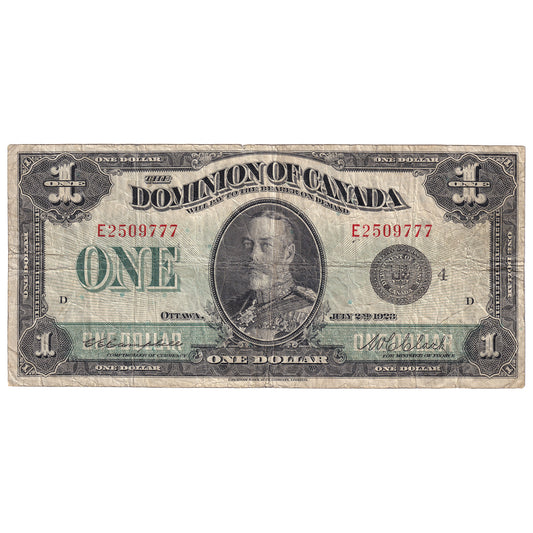 DC-25o 1923 Dominion $1 Campbell-Clark, Black Seal, Group 4, Series E, VG-F