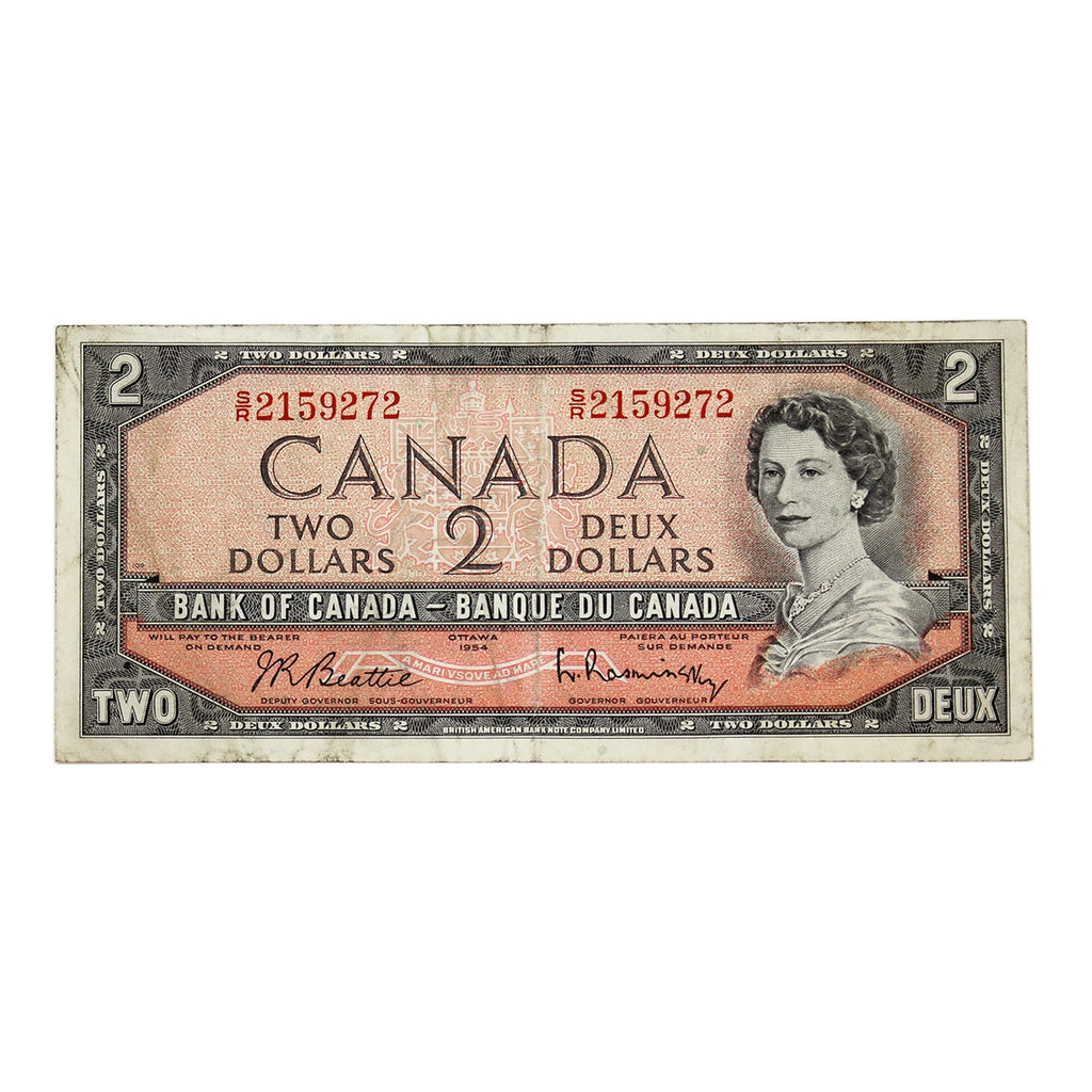 BC-38bT 1954 Canada $2 Beattie-Rasminsky, S/R, Test Note, Very Fine (VF20)