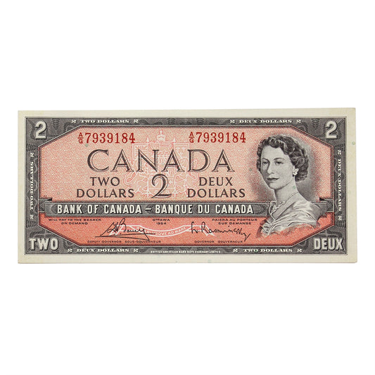 BC-38c 1954 Canada $2 Bouey-Rasminsky, A/G, AU-UNC