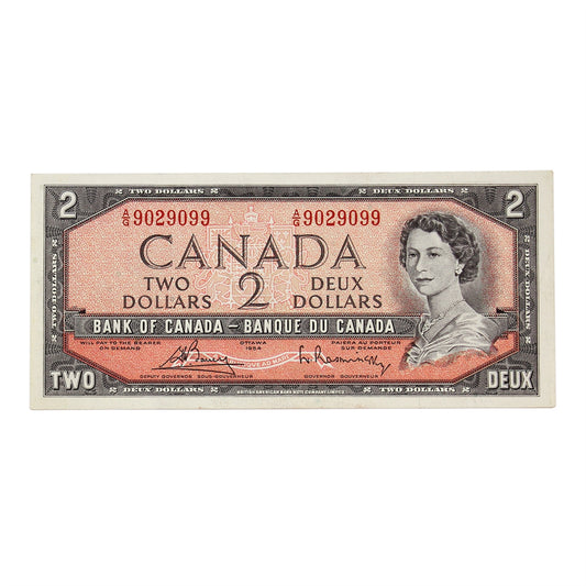 BC-38c 1954 Canada $2 Bouey-Rasminsky, A/G, VF-EF
