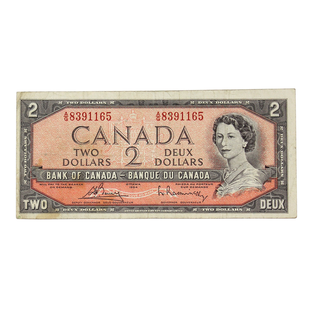 BC-38c 1954 Canada $2 Bouey-Rasminsky, A/G, CIRC