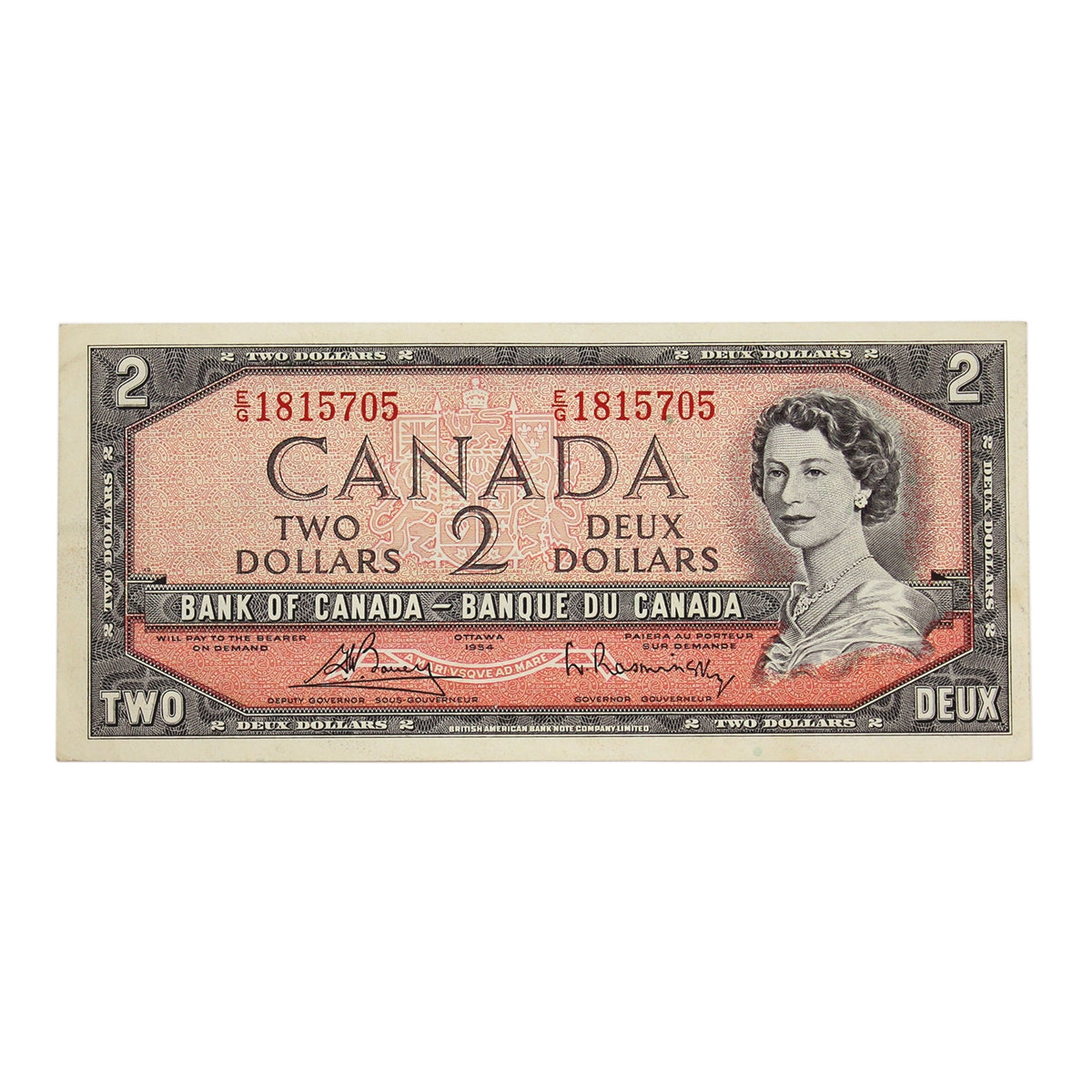 BC-38c 1954 Canada $2 Bouey-Rasminsky, E/G, VF-EF (VF30)