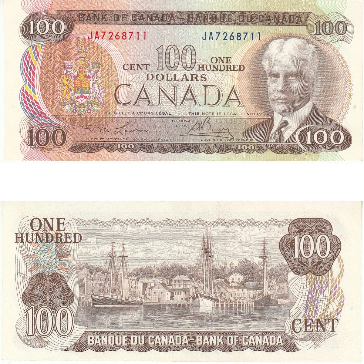 BC-52a 1975 Canada $100 Lawson-Bouey, JA, AU-UNC (AU55)