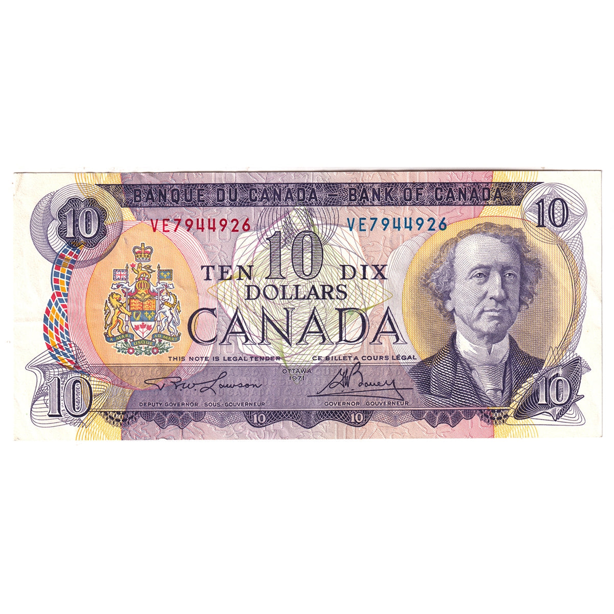 BC-49c 1971 Canada $10 Lawson-Bouey, VE, CIRC