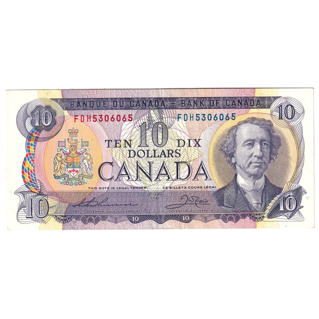 BC-49e 1971 Canada $10 Thiessen-Crow, FDH, CIRC