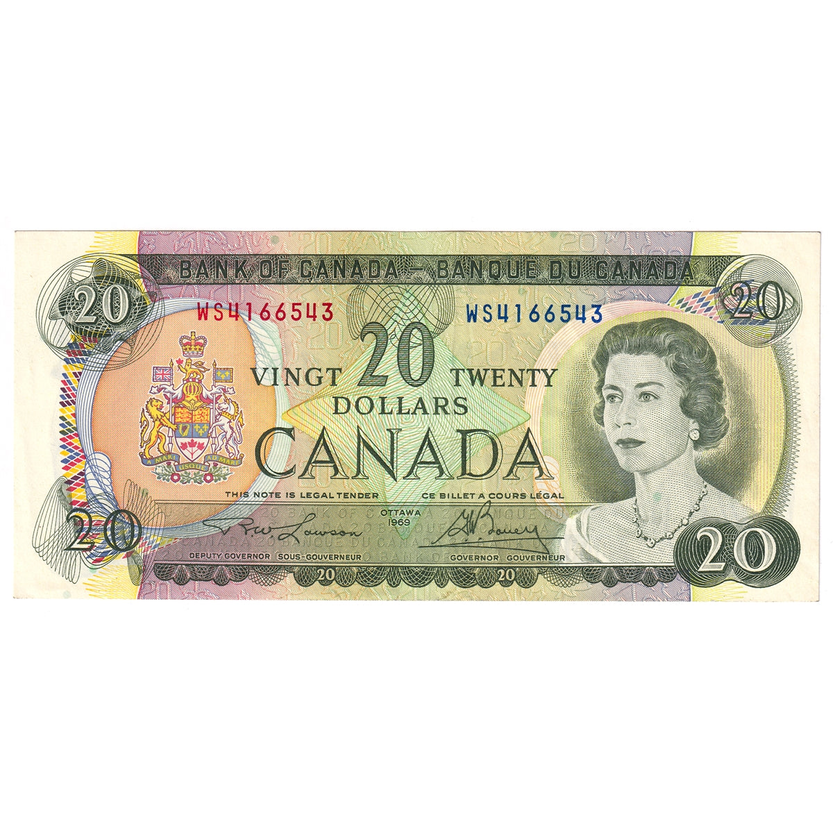 BC-50b 1969 Canada $20 Lawson-Bouey, WS, Extra Fine (EF40)