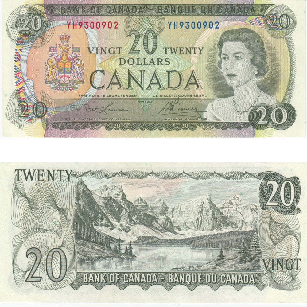 BC-50b 1969 Canada $20 Lawson-Bouey, YH, Almost Uncirculated (AU50)
