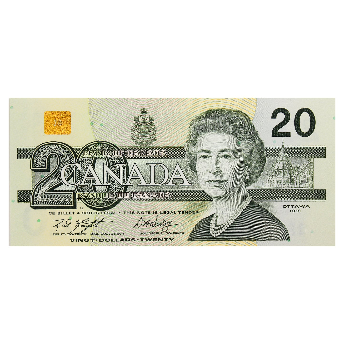 BC-58d-i 1991 Canada $20 Knight-Dodge, AWV, Uncirculated (MS60)
