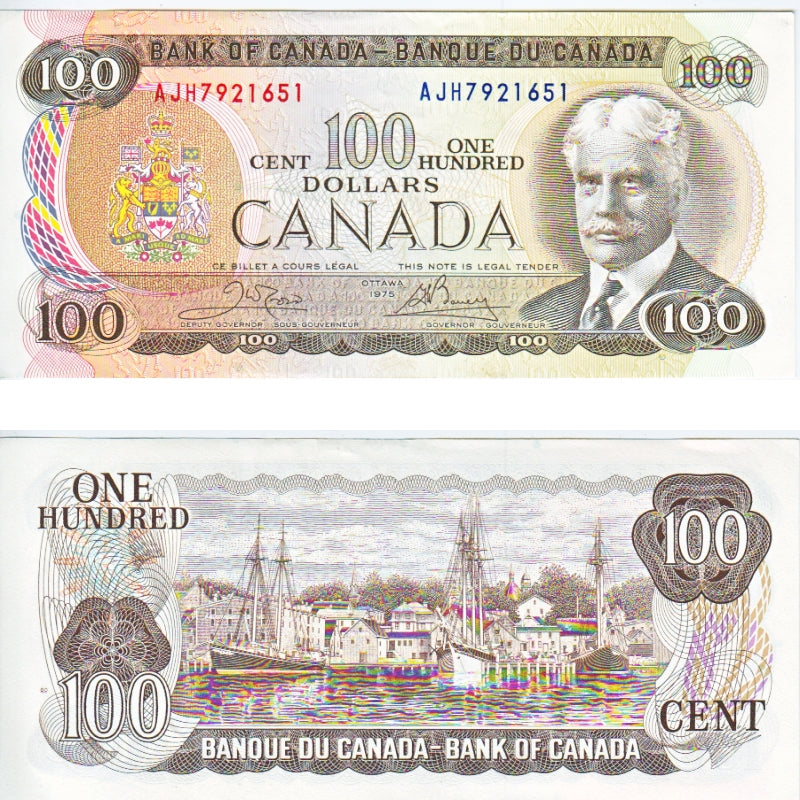 BC-52b 1975 Canada $100 Crow-Bouey, AJH, AU-UNC (AU55)