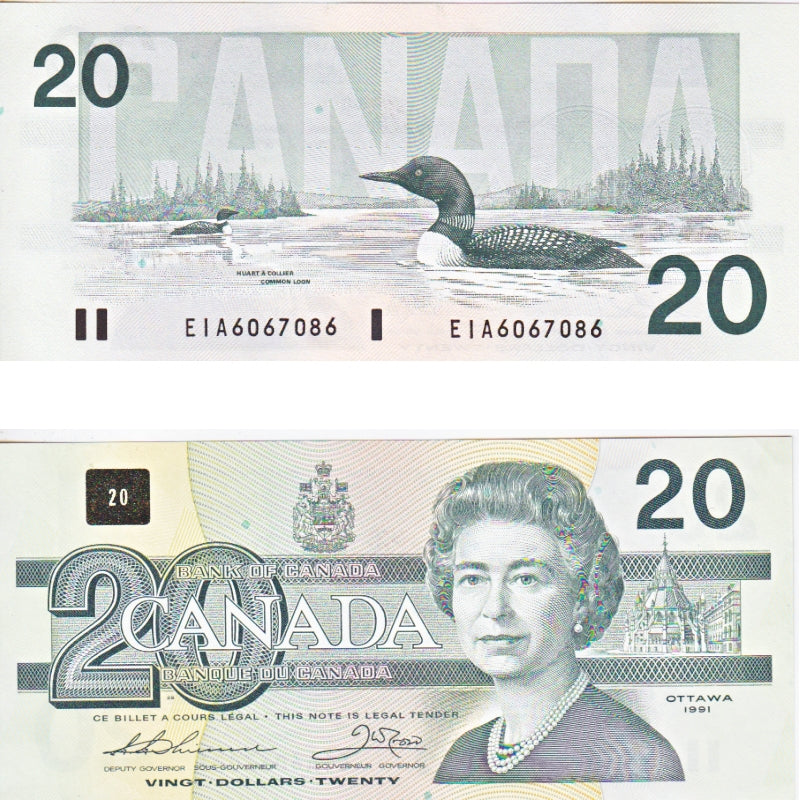BC-58a 1991 Canada $20 Thiessen-Crow, EIA, Choice Uncirculated (CUNC63)