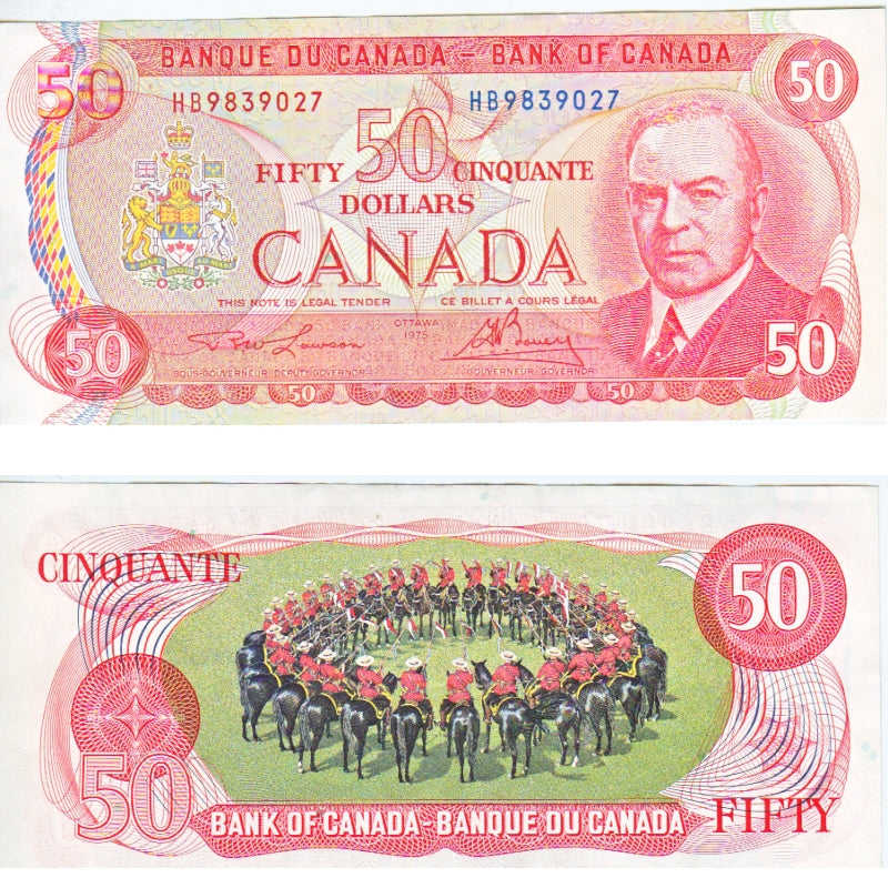 BC-51a 1975 Canada $50 Lawson-Bouey, HB, AU-UNC (AU55)