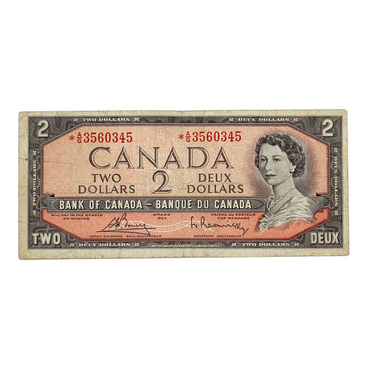 BC-38cA 1954 Canada $2 Bouey-Rasminsky, *A/G Above 3.2M, CIRC