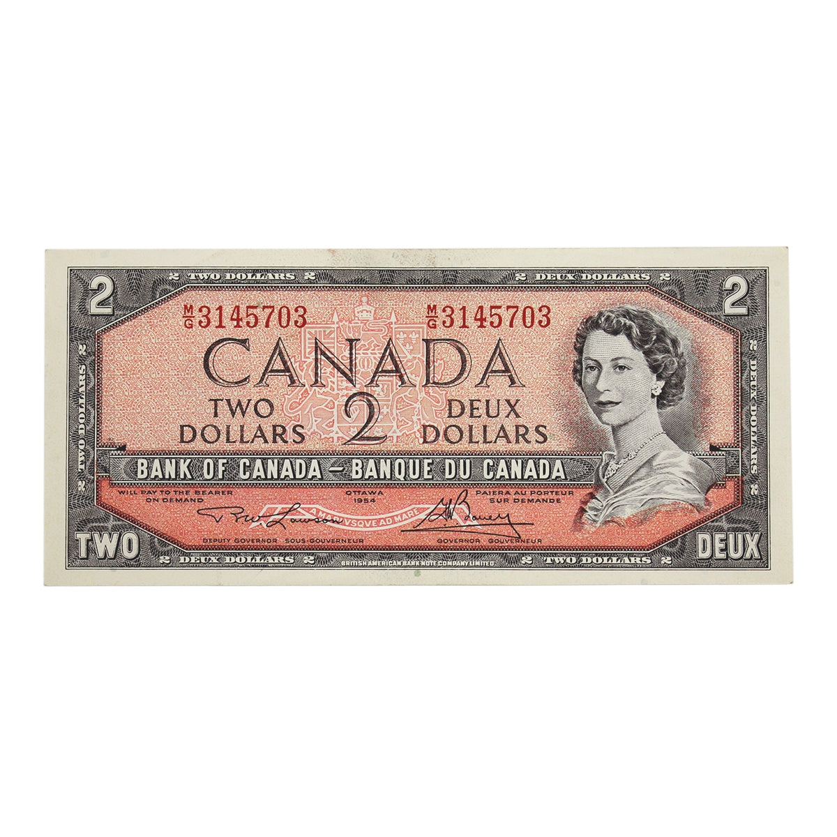 BC-38d 1954 Canada $2 Lawson-Bouey, M/G, VF-EF (VF30)